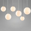Set of 6 frosted glass ball pendant lights for living room