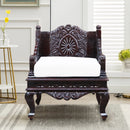 Royal Carved Lion Head Teak Wood Single Seater Sofa Chair