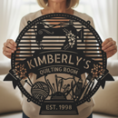 Custom Metal Wall Art - Personalized Sewing Room Name Monogram Sign