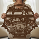 Custom Metal Wall Art - Personalized Sewing Room Name Monogram Sign