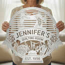 Custom Metal Wall Art - Personalized Sewing Room Name Monogram Sign