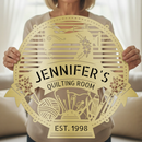 Custom Metal Wall Art - Personalized Sewing Room Name Monogram Sign