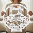 Custom Metal Wall Art - Personalized Sewing Room Name Monogram Sign