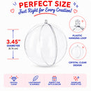 Set of 3 Clear Plastic Ball Ornaments 3.45 Inches (88 mm)