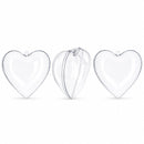 Set of 3 Clear Plastic Heart Ornament 4.6 Inches (117 mm)