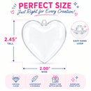 Set of 3 Clear Plastic Hearts Ornaments 2.45 Inches (62 mm)