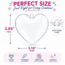 Set of 3 Clear Plastic Heart Ornaments 3.05 Inches