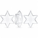 Set of 3 Clear Plastic Hexagon Ornaments 4 Inches