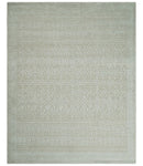 8x10 Hand Knotted Woolen Modern Contemporary Beige and Ivory Tribal Area Rug