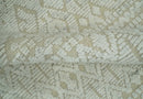 8x10 Hand Knotted Woolen Modern Contemporary Beige and Ivory Tribal Area Rug