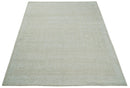 8x10 Hand Knotted Woolen Modern Contemporary Beige and Ivory Tribal Area Rug