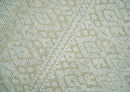 8x10 Hand Knotted Woolen Modern Contemporary Beige and Ivory Tribal Area Rug