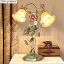 Shabby chic green rose table lamp – bedroom led flower light