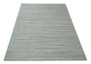 Shaded Beige and Camel 8x10 Hand Made Blended Wool Flatwoven Area Rug