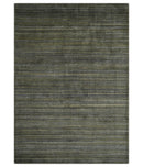 Modern Solid Olive and Gray 5x7 Blended bamboo Silk Hand Woven Area Rug