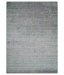 Modern Shaded Silver Gray 5x7 Blended Bamboo Silk Flatwoven Area Rug