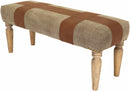 Albanel Vintage Brown Cotton&Leather Bench