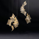 Sheets Chandelier: Singular Gold/Acrylic Sheet (Rectangle Ceiling Mount) - Open Box