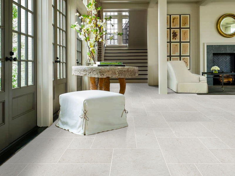 shell stone limestone pattern tumbled installed foyer floor modern house