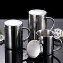 Shiny stainless steel double wall coffee mug kitchen travel cup