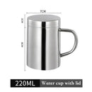 Shiny stainless steel double wall coffee mug kitchen travel cup