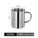 Shiny stainless steel double wall coffee mug kitchen travel cup