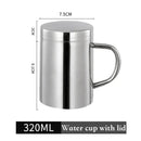 Shiny stainless steel double wall coffee mug kitchen travel cup