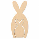 Set of 2 Unfinished Wooden Bunny Shape Figurines Cutouts DIY Craft 9.5 Inches