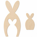 Set of 2 Unfinished Wooden Bunny Shape Figurines Cutouts DIY Craft 9.5 Inches