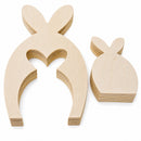 Set of 2 Unfinished Wooden Bunny Shape Figurines Cutouts DIY Craft 9.5 Inches