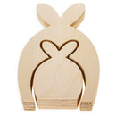 Set of 2 Unfinished Wooden Bunny Shape Figurines Cutouts DIY Craft 9.5 Inches
