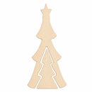 Unfinished Standing Wooden Double Christmas Tree Shape Cutout DIY Craft 9.5 Inches