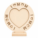 Unfinished Standing Wooden "I Love Mom" Picture Frame DIY Craft 6.7 Inches