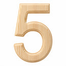 Unfinished Wooden Arial Font Number 5 (Five) 6.25 Inches