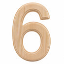 Unfinished Wooden Arial Font Number 6 (Six) 6.25 Inches