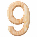 Unfinished Wooden Arial Font Number 9 (Nine) 6.25 Inches