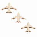 3 Airplanes Unfinished Wooden Shapes Craft Cutouts DIY Unpainted 3D Plaques 4 Inches