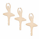 3 Dancing Ballerinas Unfinished Wooden Shapes Craft Cutouts DIY Unpainted 3D Plaques 4 Inches