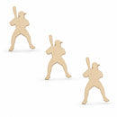3 Baseball Players Unfinished Wooden Shapes Craft Cutouts DIY Unpainted 3D Plaques 4 Inches