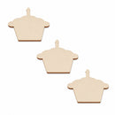 3 Cupcakes with Candles Unfinished Wooden Shapes Craft Cutouts DIY Unpainted 3D Plaques 4 Inches