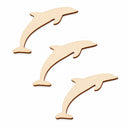 3 Dolphin Unfinished Wooden Shapes Craft Cutouts DIY Unpainted 3D Plaques 4 Inches