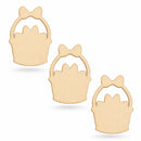 3 Easter Egg Baskets Unfinished Wooden Shapes Craft Cutouts DIY Unpainted 3D Plaques 4 Inches