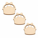 3 Easter Egg Baskets Unfinished Wooden Shapes Craft Cutouts DIY Unpainted 3D Plaques 4 Inches