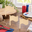 3  Flags Unfinished Wooden Shapes Craft Cutouts DIY Unpainted 3D Plaques 4 Inches