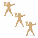 3 Football Players Unfinished Wooden Shapes Craft Cutouts DIY Unpainted 3D Plaques 4 Inches