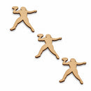 3 Football Players Unfinished Wooden Shapes Craft Cutouts DIY Unpainted 3D Plaques 4 Inches