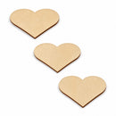3 Hearts Unfinished Wooden Shapes Craft Cutouts DIY Unpainted 3D Plaques 4 Inches