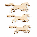 3 Running Horses Unfinished Wooden Shapes Craft Cutouts DIY Unpainted 3D Plaques 4 Inches