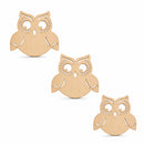 3 Owls Unfinished Wooden Shapes Craft Cutouts DIY Unpainted 3D Plaques 4 Inches