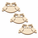 3 Owls Unfinished Wooden Shapes Craft Cutouts DIY Unpainted 3D Plaques 4 Inches